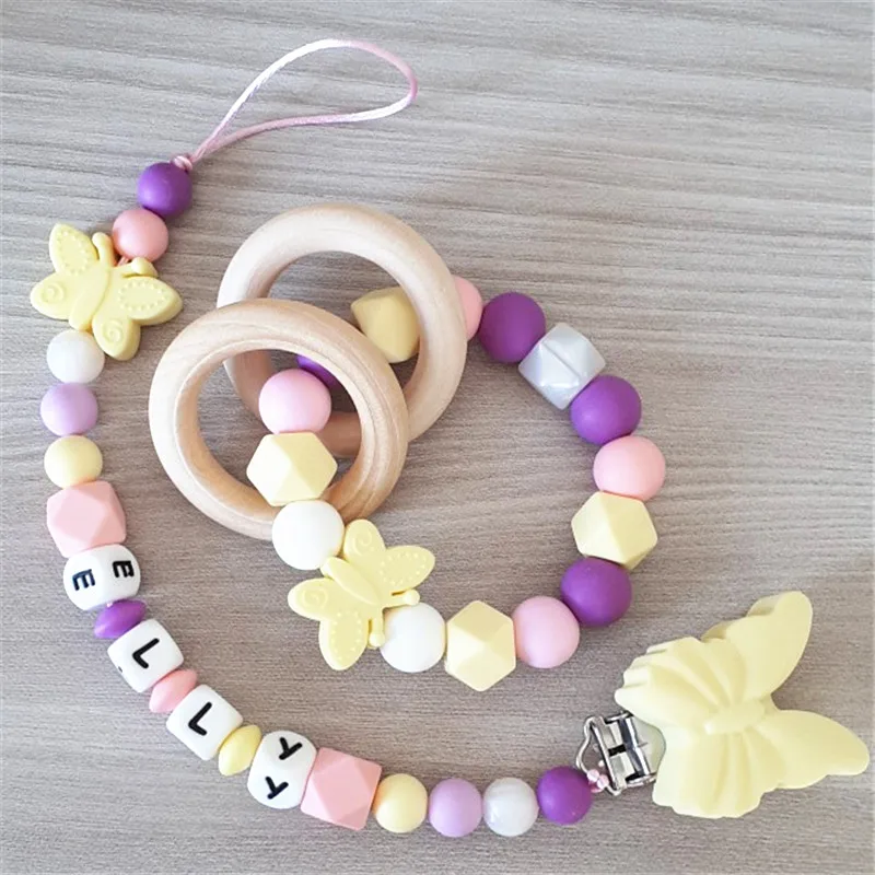 Chenkai 10 шт. силиконовые Бабочка игрушка зажимы DIY животных детские кольцо для соски сенсорные Монтессори сенсорные ювелирные изделия зажимы для прорезывателей