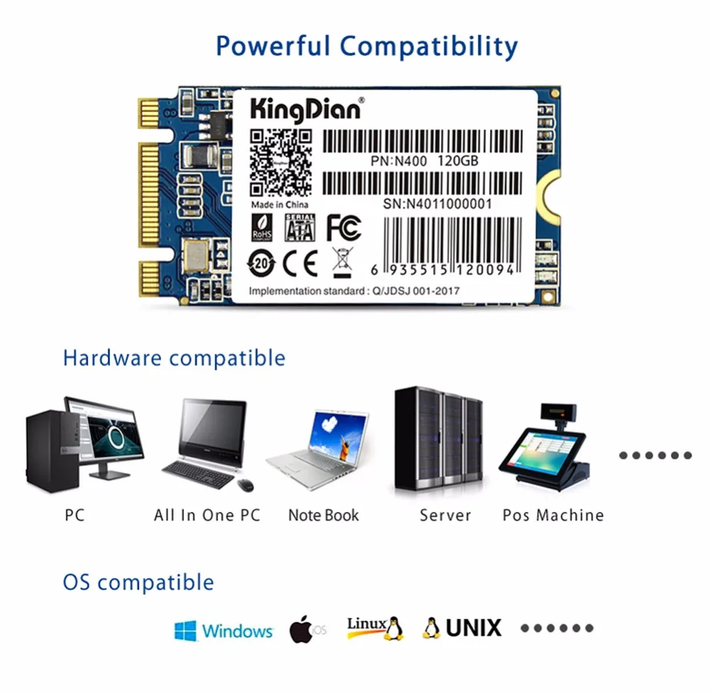 N400-120GB) KingDian Внутренний твердотельный диск Жесткий диск ультра тонкий обновление M.2 NGFF 120GB 128G