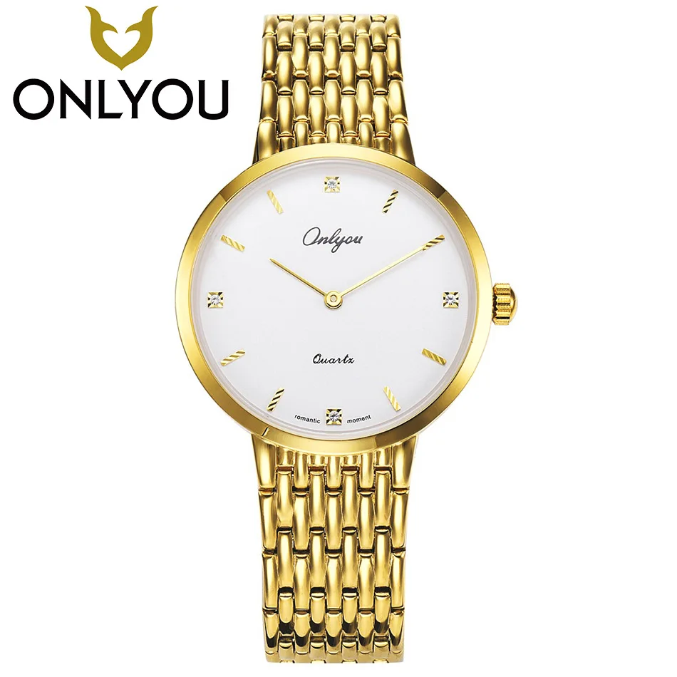

ONLYOU Mens Watches Top Brand Luxury Womens Gold Watch Lover Wristwatch Ladies Fashion Dress Diamond Quartz Clock Wholesale