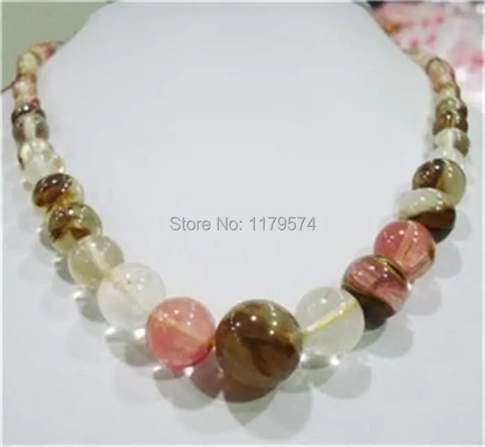 NEW Fashion 6-14mm Natural Pink Rose Quartz Tower Beads Necklace 18"