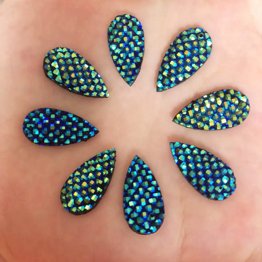 DIY 60PCS mix AB Resin drop FlatBack flower Rhinestone Appliques wedding Buttons