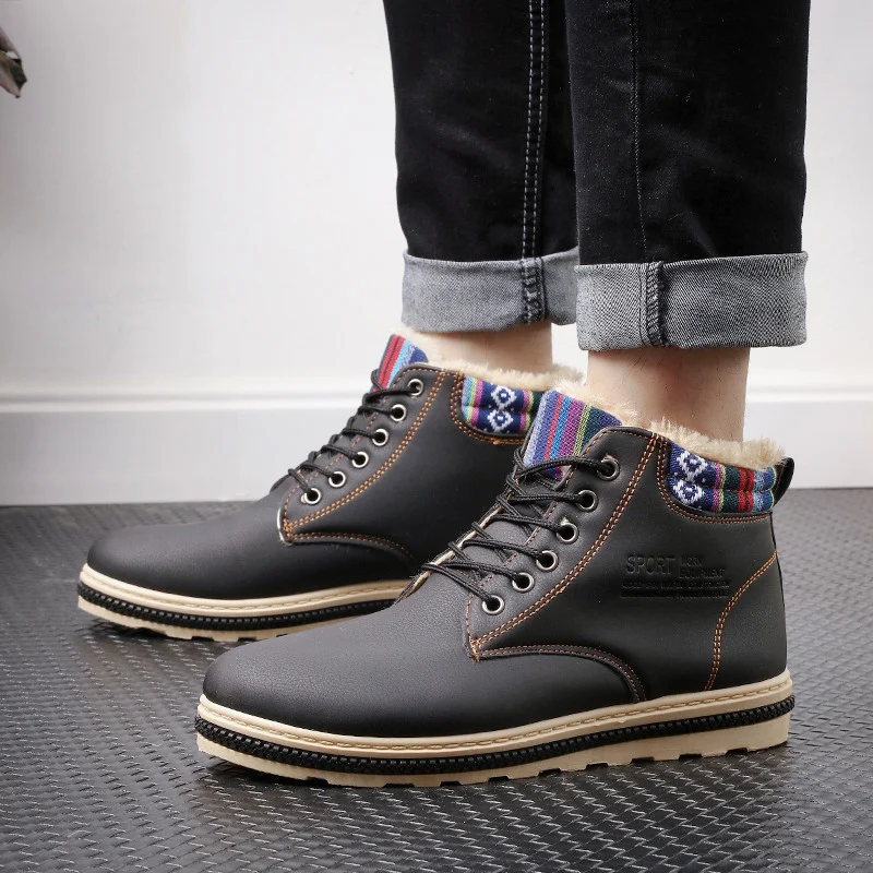 

2018 Winter Warm Male Boots for Men Casual Shoes Work Adult Quality Walking Rubber Brand Safety Footwear Sneakers 4