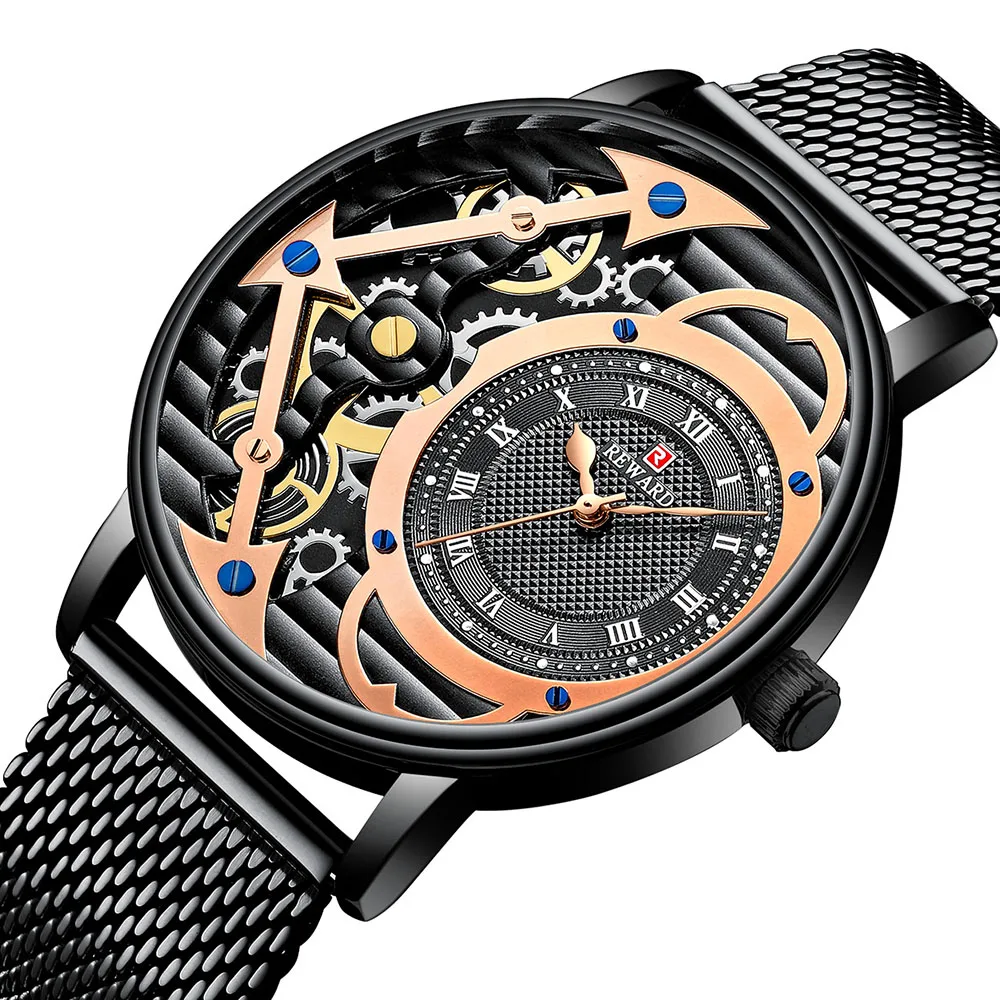 

Men Wrist Watches Black Milan Steel Top Brand Luxury Military Sports Wrist Watch Man Analog Clock Watch Chronograph Wristwatches