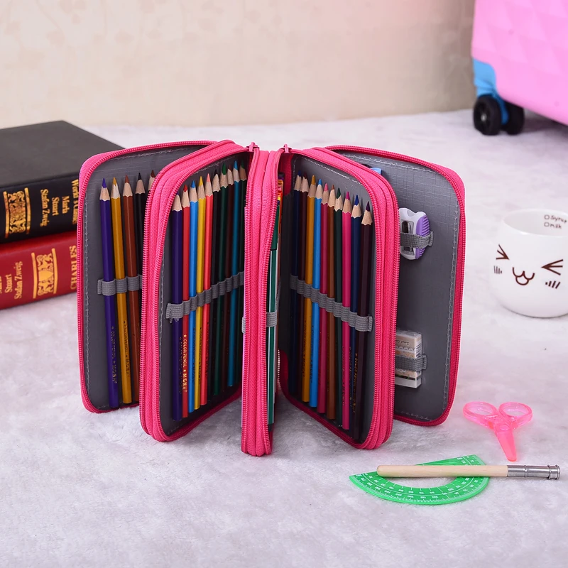 New 72 Holes Pencil Bag School Pencil Case Oxford Painting Brush Bag