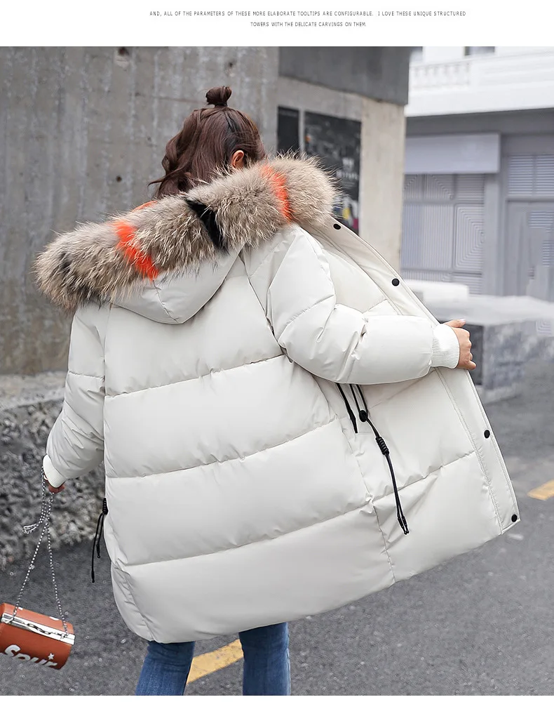 2018 Women Parkas Winter Thicken Warm Loose Jacket coats Big fur collar Hooded Casual Solid Cotton Coats padded Female Jackets Coats