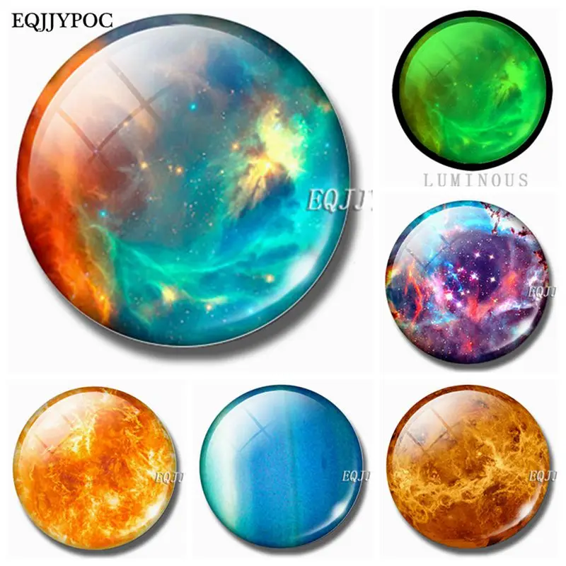 

5PCS/LOT 25 MM Gorgeous Nebula Fridge Magnet Glass Removable Galaxy Space Universe Luminous Stickers for Refrigerator for Home