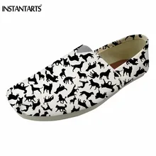 INSTANTARTS Летняя обувь без застежек на плоской подошве собака головоломки печати холст обувь без застежки женские девочек Повседневное дышащие Лоферы обувь zapatos mujer