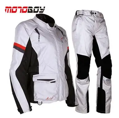 1 комплект MOTOBOY женский мотоцикл гоночный Водонепроницаемый Куртка Cordura текстильные костюмы мотоциклетная куртка и брюки - Цвет: gray