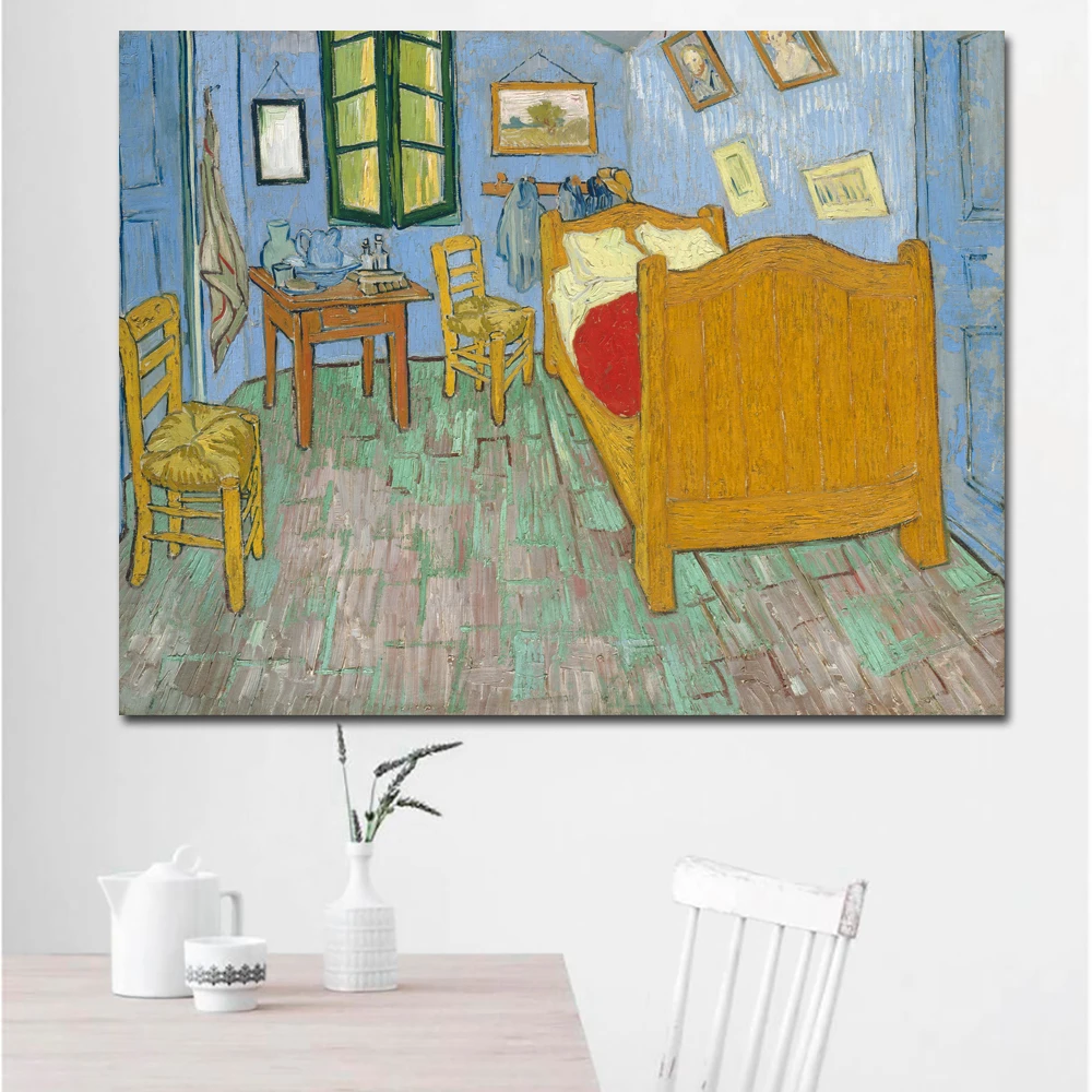 Us 3 99 48 Off Selflessly Vincent Van Gogh The Bedroom 1889 Print Landscape Painting Art On Camvas Oil Painting No Frame In Painting Calligraphy