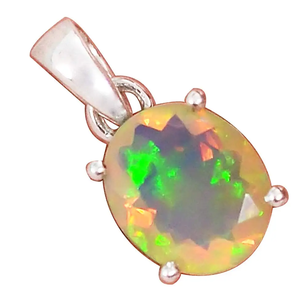 

NiaoZaiFei YunZaiKan Genuine Faceted Ethiopian Opal Pendant 925 Sterling Silver, 20 mm, MHBAP6239
