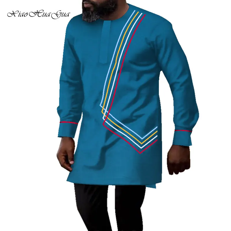Новый дизайн повседневные свадебные мужские рубашки с длинным рукавом Дашики Африканский принт в африканском стиле рубашка Костюмы с