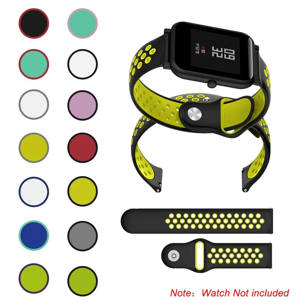 

Newest 20MM Bicolourable Silicone Watchband For Huami Amazfit Bip A1608 Replacement Wrist Strap Bracelet (Watch Not Included)