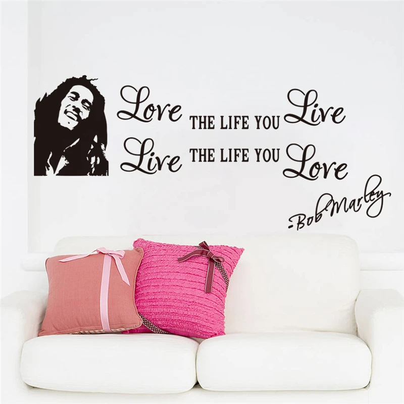 Us 0 57 30 Off Love The Life You Live Bob Marley Quotes Wall Stickers For Living Room Bedroom Decorations Home Viny In Wall Stickers From Home