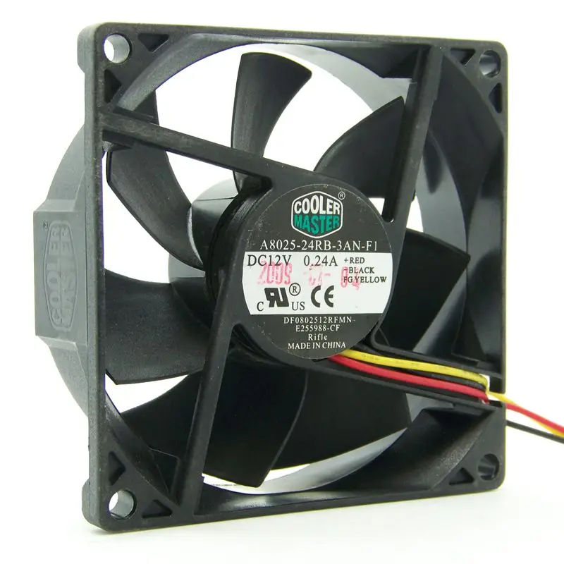 Используется cooler master A8025-24RB-3AN-F1 12 В 0.24A 8 см 8025 3 линии тишина ATX вентилятор охлаждения