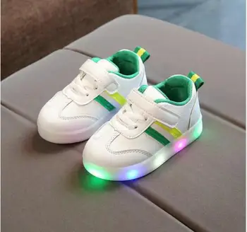 

New Children Luminous Shoes Boys Girls Stripe Sport Running Shoes Baby Lights Fashion Sneakers Toddler Kids LED Sneakers