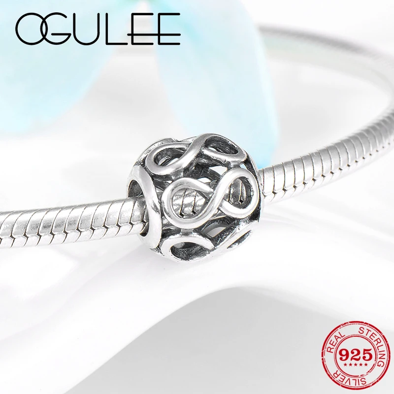 

925 Sterling Silver Endless love lucky 8 fine bead Fit Pandora charms silver 925 original Bracelets making Jewelry