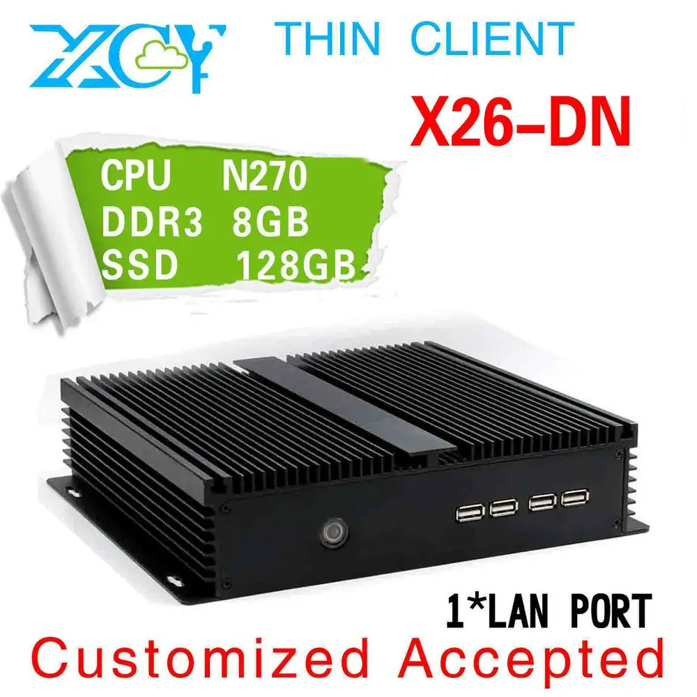 D525 Atom Dual-core 1.8GHz office computer, 2*rs 232 8*USB factory computer X26-DN 8g ram 128g ssd linux desktop pc
