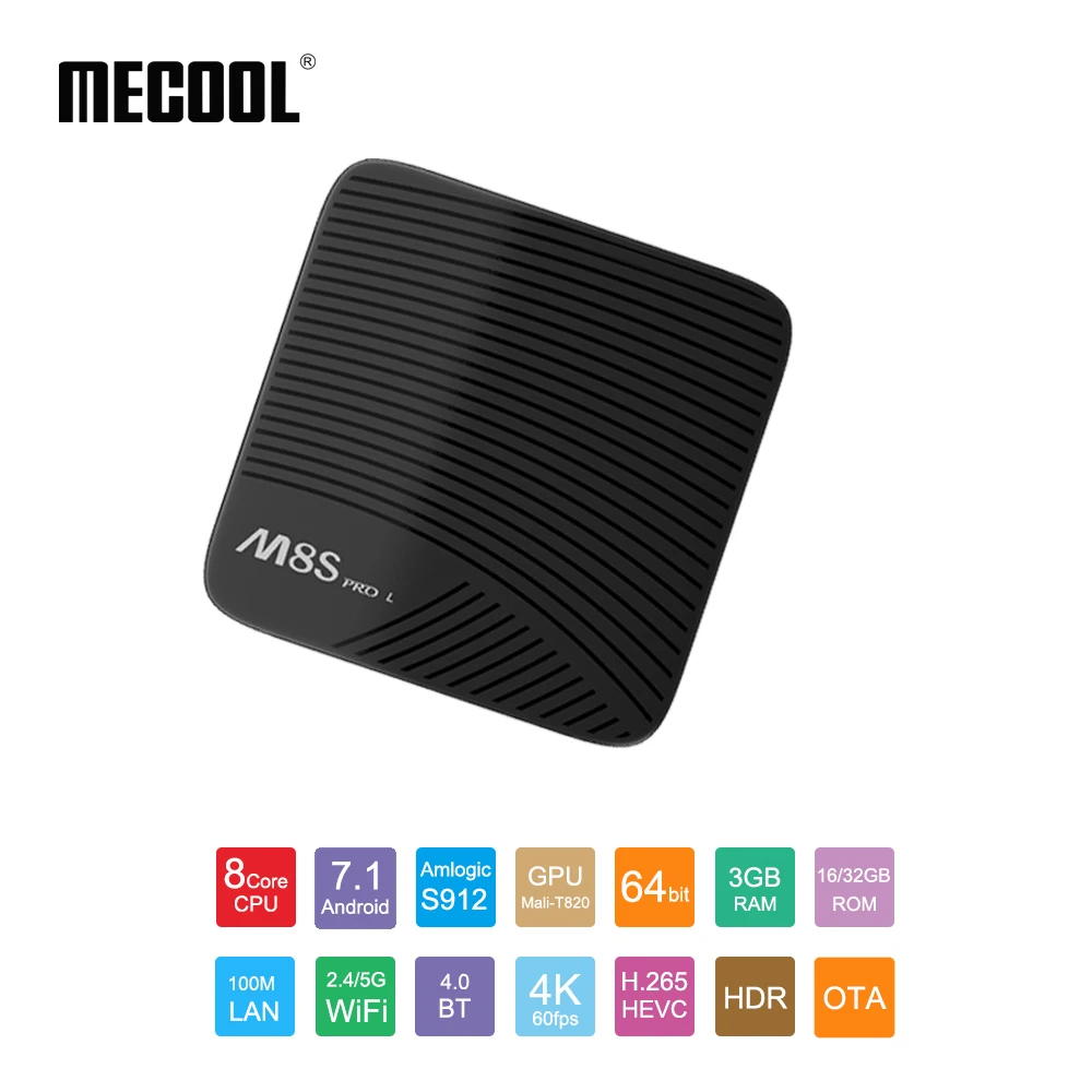 

MECOOL M8S PRO L Android 7.1 Amlogic S912 TV BOX Voice Control 4K Streaming 3GB 16GB/32GB Media Player 4K HD WIFI Smart TV BOX