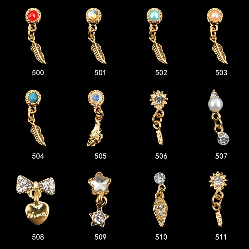 

high quality new fashion nail tassel pendant alloy jewelry feather leaf ornament DIY charm nail art decoration