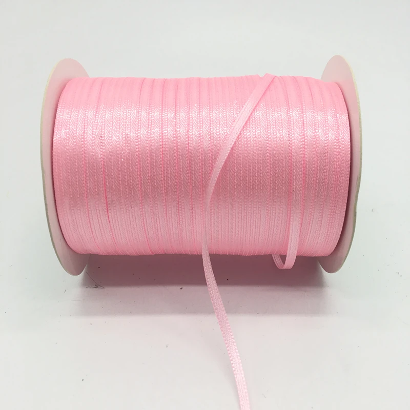 20 ярдов/партия) 1/" 3 мм шелковая атласная лента Полиэфирная лента свадебное украшение для рождественской вечеринки подарочная упаковка своими руками - Цвет: Pink