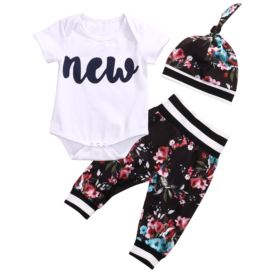 Hi Hi Baby Store 3Pcs Newborn Toddler Infant Baby Boy Girl Clothes T