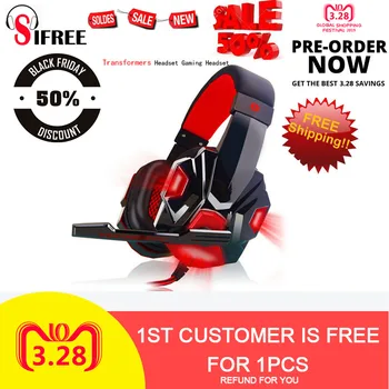 

3.5mm Wired Gaming Headset with Mic and LED Light Headphone Bass Stereo Sport Noise Isolation Volume Control In-ear Earphone