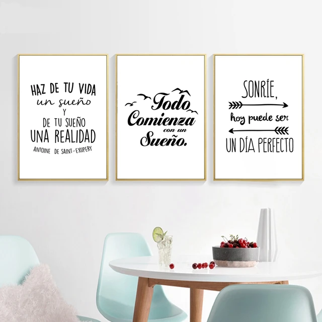 Spanish Positive Quote Canvas Art Print and Poster , Spanish Bedroom