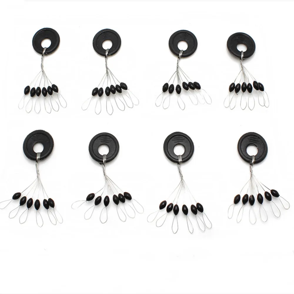 

600Pcs 100Groups/Set Fishing Bobber Float Fishing Line Accessories 6 in 1 Black Oval Rubber Stopper Space Bean Connector