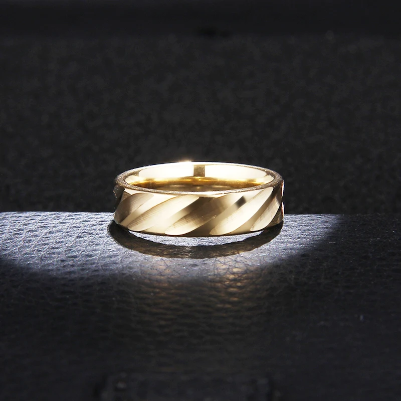 CACANA 6mm Steel Band Wedding Ring fashion silver gold ring 316L stainless steel ring for women men Valentine's Day gift