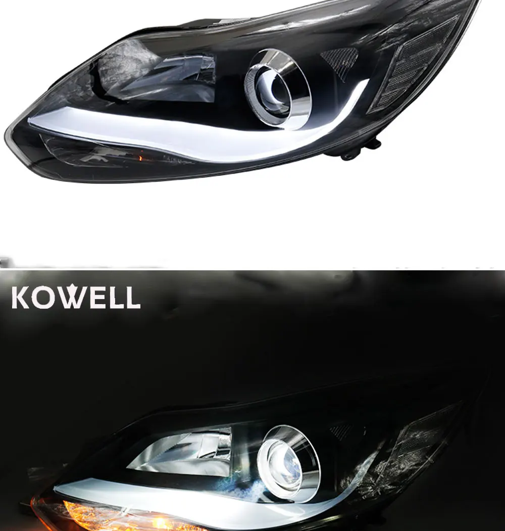 KOWELL автомобильный Стайлинг для Ford Focus фары для 2012 2013 фокус головная лампа led DRL Передняя Биксеноновая линза двойной луч HID комплект