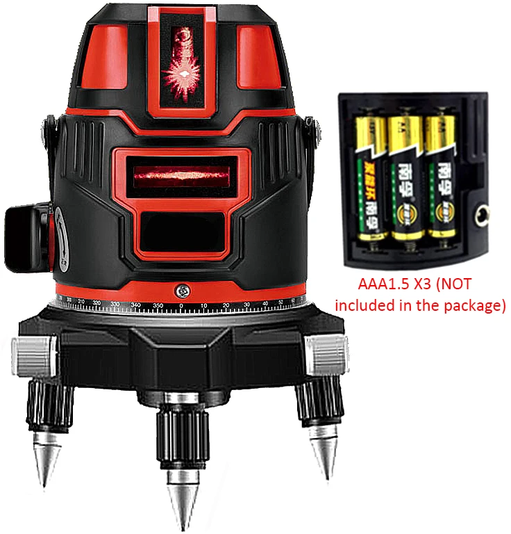 

635nm 5 lines 6 points green/red laser level 360 degree rotary Self leveling cross laser line level with outdoor mode