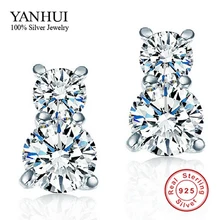 Классический 925 пробы серебряные круглые серьги-гвоздики для Для женщин высокое качество с украшением в виде кристаллов cz Diamant серьги-гвоздики Модные украшения BKE011