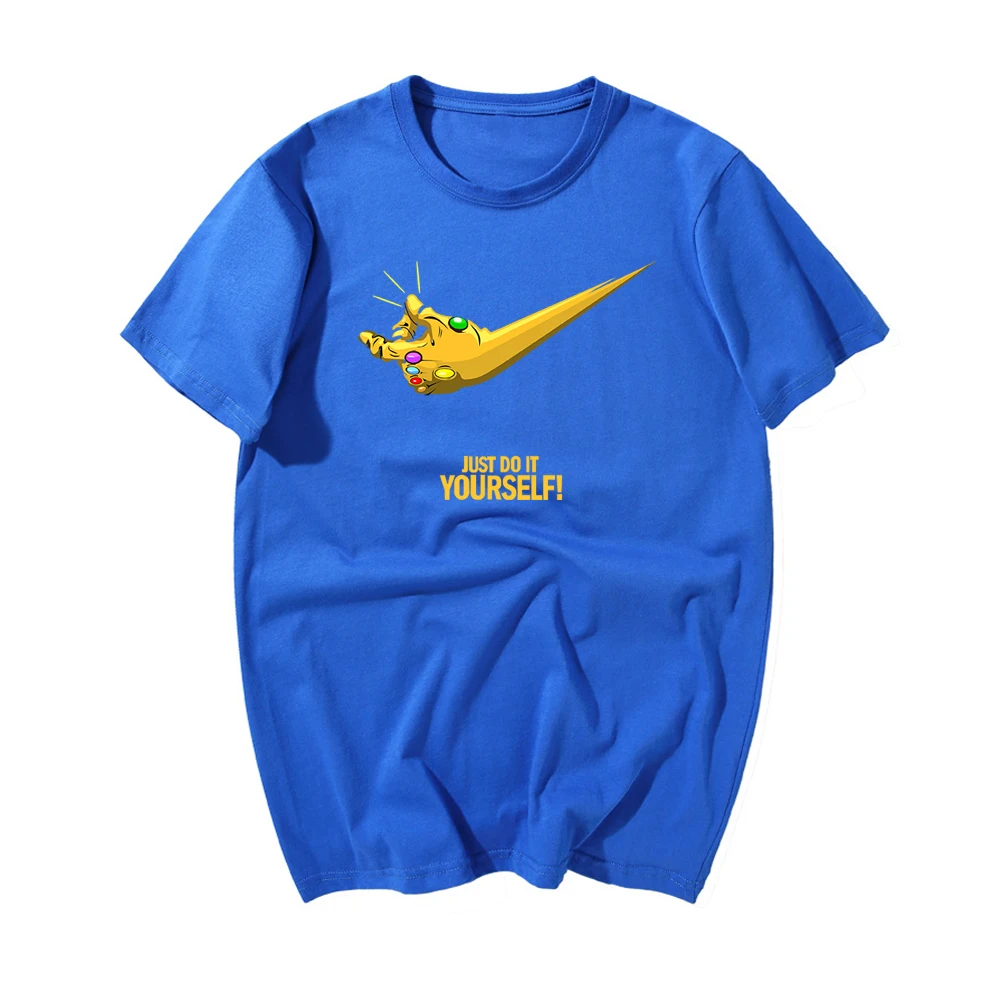 Marvel Мстители футболка Бесконечность Gauntlet Мужская футболка летняя модная повседневная футболка с принтом Забавные футболки одежда в стиле хип-хоп - Цвет: Blue
