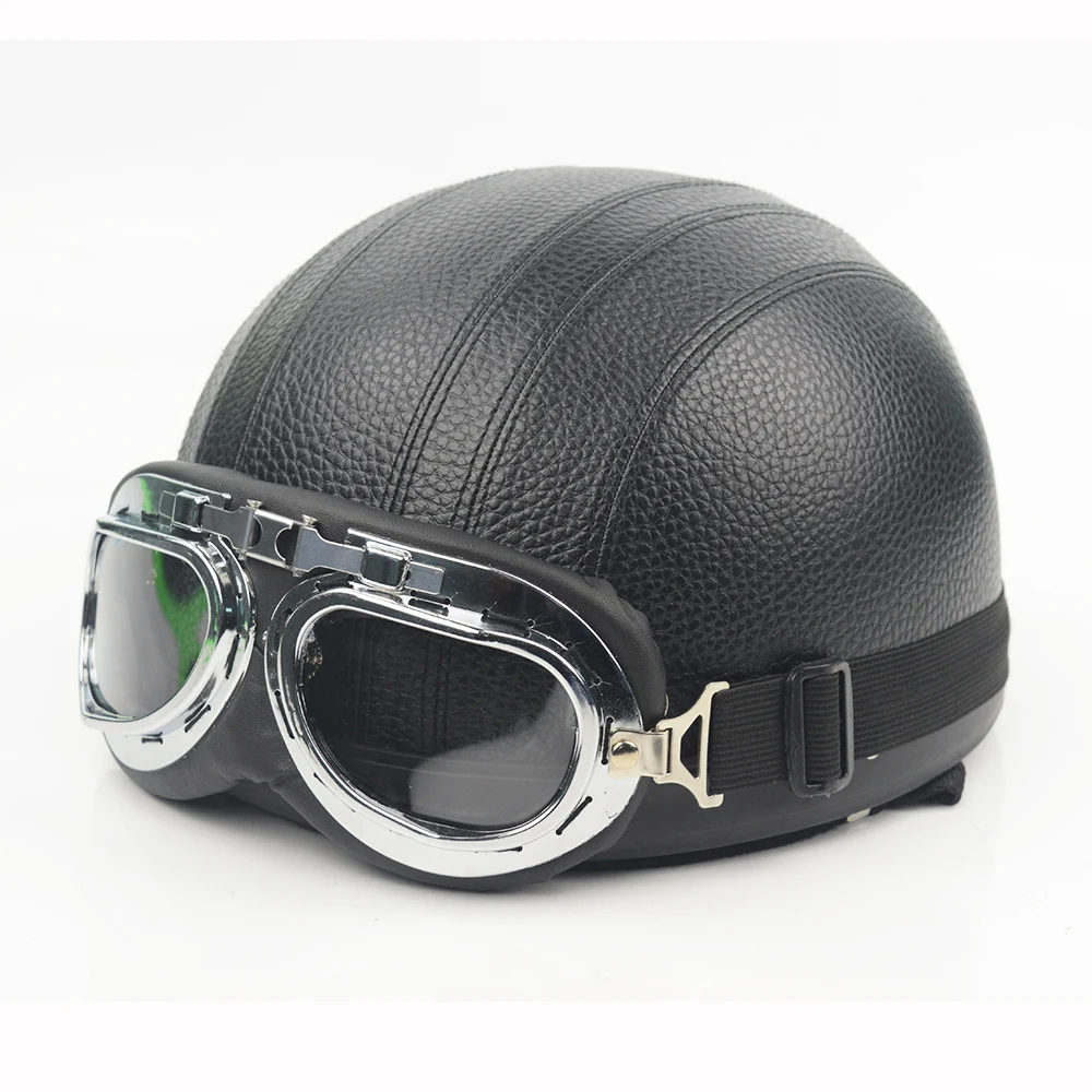 Half Motorcycle Helmet Open Face Electric Bicycle Casque Goggles Visor For Scooter Cycling Touring vintage Helmet For Harley
