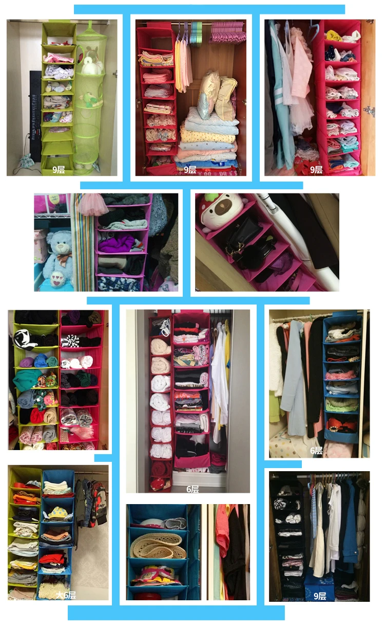 Washable Color Organizer Collection Hanging Accessory Shelves, 9-Shelf Shoes Organizer, Hanging Closet Organizer Storage Bag (12)