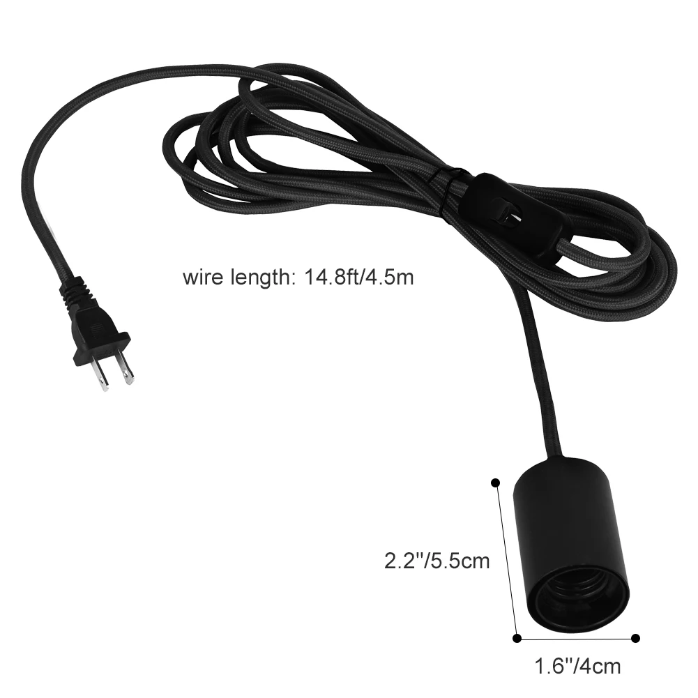 Us 12 01 34 Off Ledgle Pendant Light Cord Kit Simple Lamp Socket With Wire 14 8ft Standard E26 Independent On Switch Black In Us 12 01 34 Off Ledgle Pendant Light Cord Kit Simple Lamp Socket With Wire 14 8ft Standard E26 Independent On Switch Black In