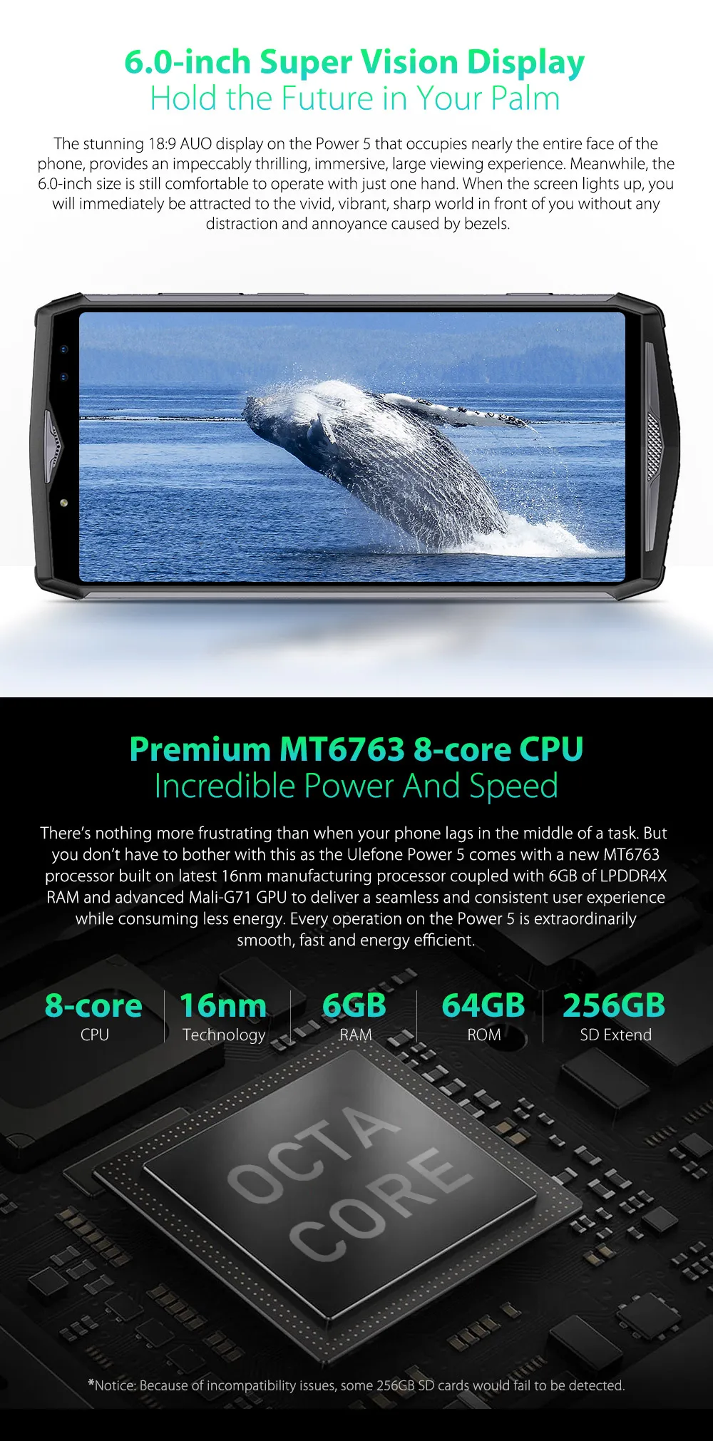 Мобильный телефон Ulefone power 5, 4G, Android 8,1, 6 ГБ+ 64 ГБ, восьмиядерный смартфон, 13000 мА/ч, беспроводное зарядное устройство, для лица, ID, сотовый телефон