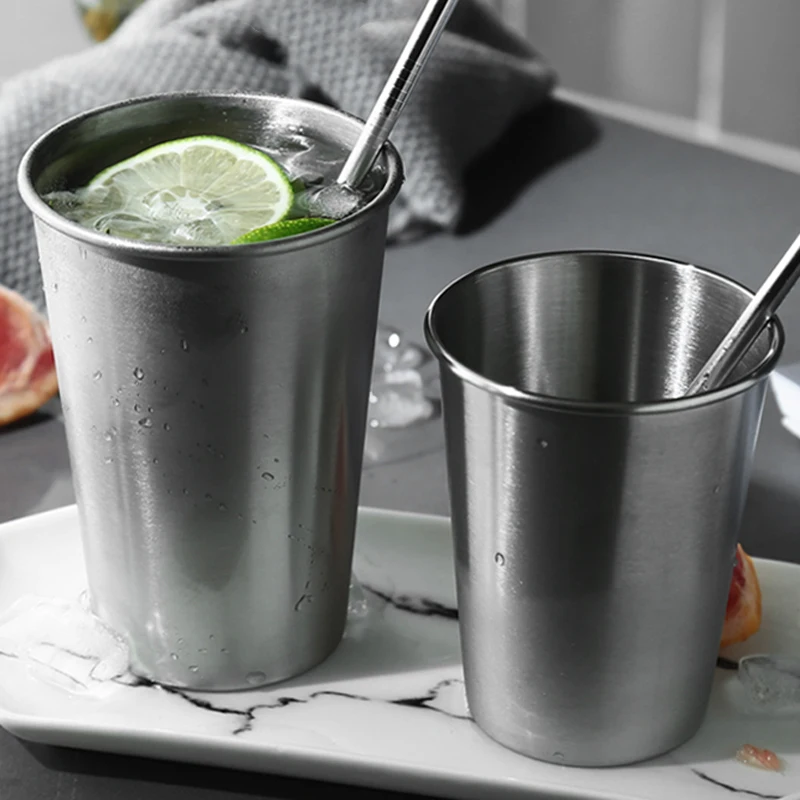 Stainless Steel Pint Cups LargeSmall Durable Kids Cup Metal Tumblers Juice Cocktail Iced Tea Cup Home Bar Camping Drinking Mugs (3)