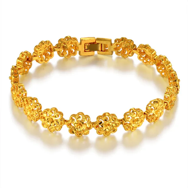 Clic Ethnic Prom Flower Gold Bracelet Female Color Hot Brand Clic Ethnic Prom Flower Gold Bracelet Female Color Hot Brand Chain Link