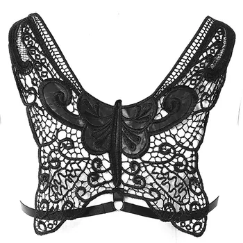 

Fashion Lace Caged See Through Bralette Tops Bra For Women Body Harness Lingerie Fetish Butterfly knot Goth Party Club wear