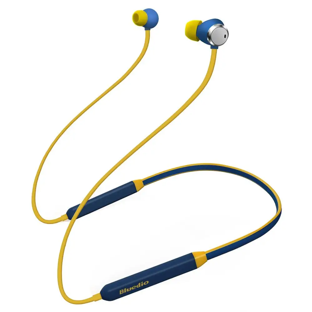 Беспроводные Bluetooth наушники Bluedio TN с шумоподавлением, гарнитура с шейным ремешком, спортивные наушники, наушники-вкладыши, HiFi бас, для сотового телефона - Цвет: Синий