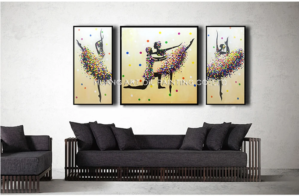 

Pure Hand-painted Group of Knife Oil Paintings for Home Wall Decoration Colorful Dancer Modern Abstract Ballet Figure Painting