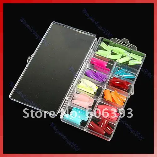 

10 sets/lot Empty Plastic Nail Art Tips Storage Box 100 Tips Case