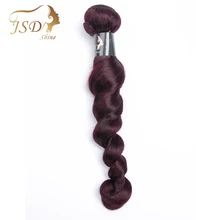 JSDshine 1 шт. 99j красные волосы свободные волнистые в наборе бордовый человеческие волосы бразильские волосы переплетения пучки не Реми волосы для наращивания