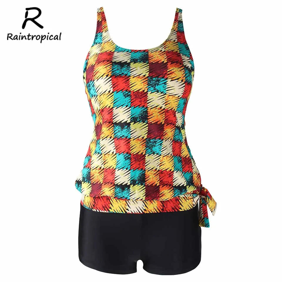 Raintropical Sexy Women Swimsuit Plus Size Swimwear Tankini Strappy Swimwear Push Up Print Bottom Bathing Suits Bottom Swim Wear