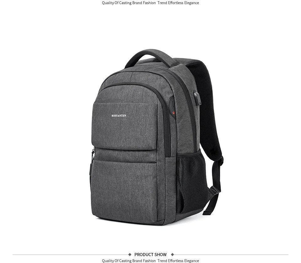 Мужской рюкзак BOSTANTEN, вместительный, 17 дюймов, сумка для ноутбука, рюкзак для путешествий, USB, для подзарядки, для подростков, для компьютера, школьный рюкзак, рюкзак