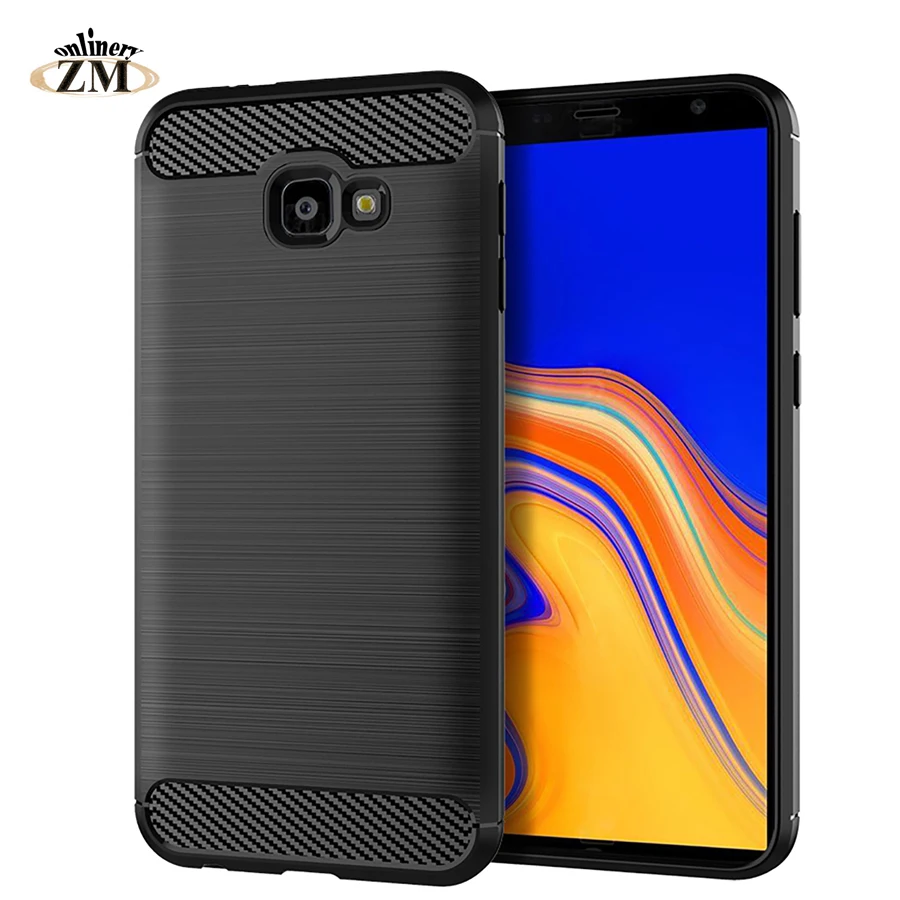 Carbon Fiber Texture Back Case For samsung galaxy J4 plus 2018 Simple Brushed Silicone Cover core prime case |
