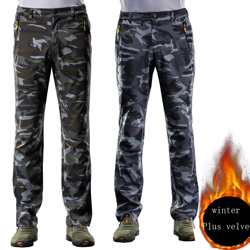 Осенне-зимние мужские эластичные камуфляжные длинные брюки уличные для мужчин и