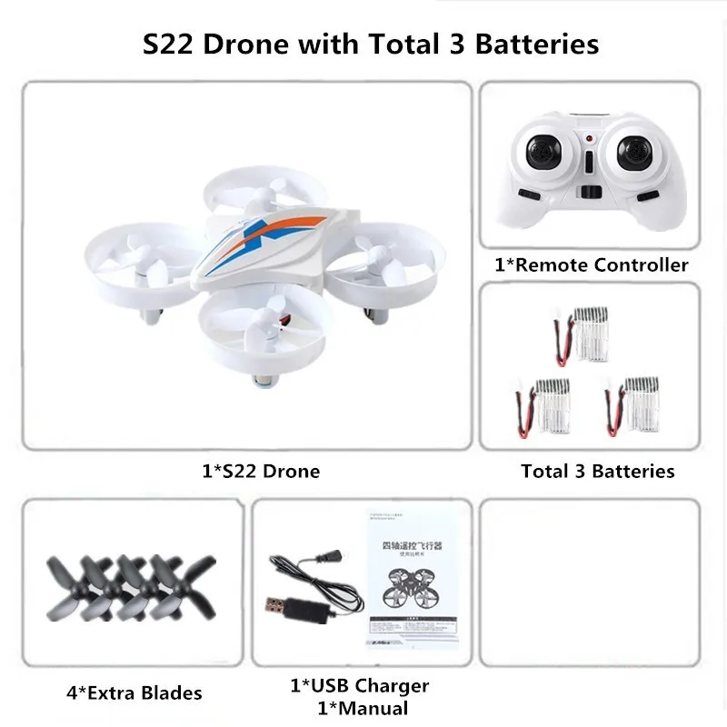 Mini Drone RC Helicopter Remote Control Quadcopter 2.4GHz 6-Axis Gyro Headless Mode Quadrocopter Drones Toys for Children - Цвет: W3