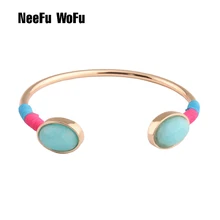 NeeFuWoFu натуральный камень браслеты для женщин медь открытый градиент металла руководство Национальный Ветер Шарм ювелирные изделия подарок